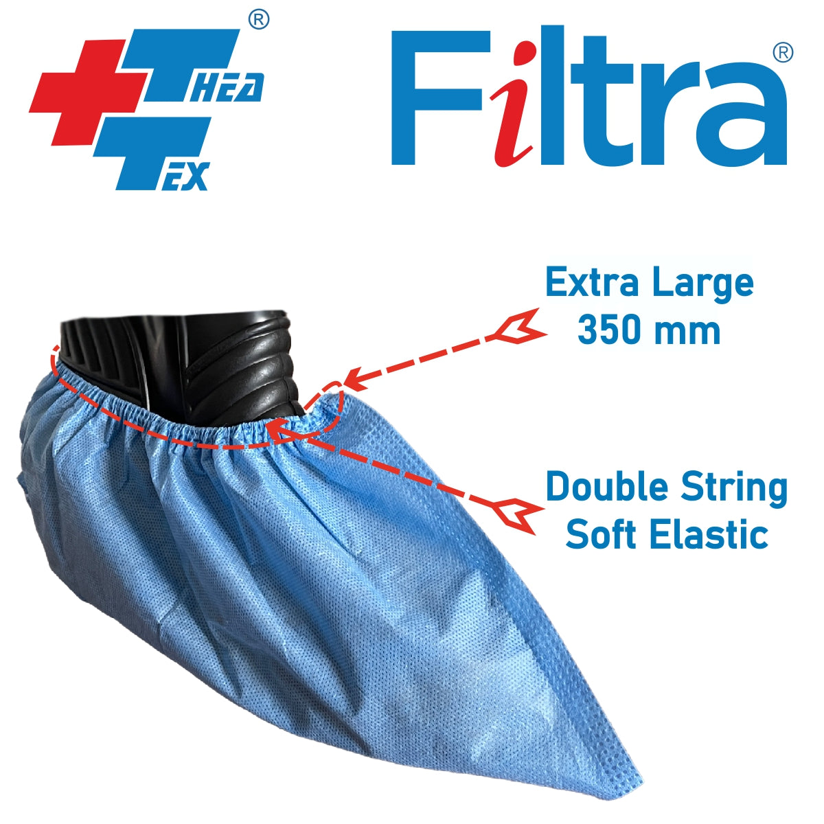 FILTRA® Nonwoven Shoe Covers SMS | Dark Blue | Pack of 50 Nos ( 25 Pairs )