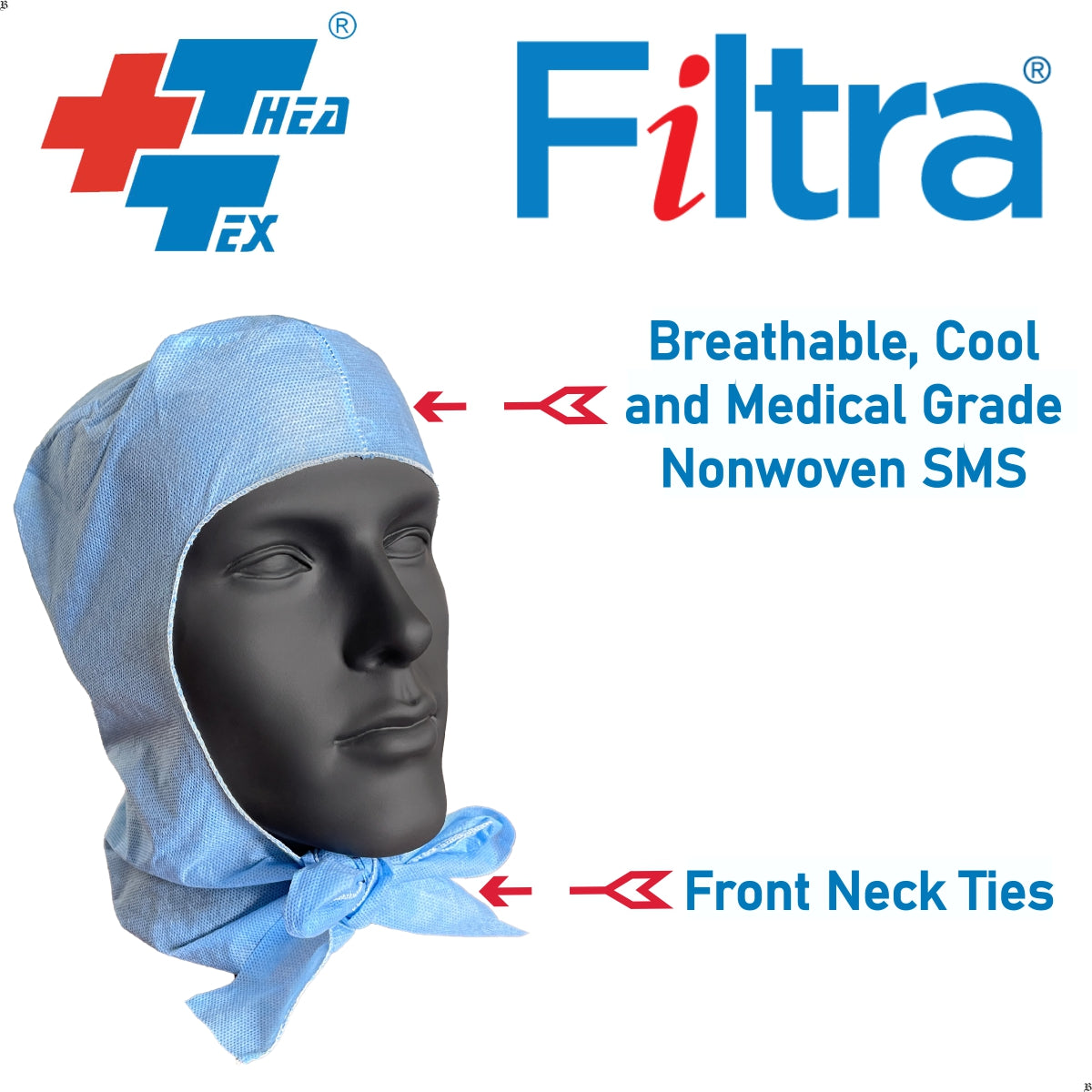 FILTRA® Disposable Surgeon's Hood | SMS Dark Blue | Box of 50 Caps