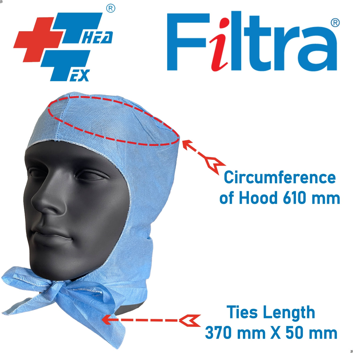 FILTRA® Disposable Surgeon's Hood | SMS Dark Blue | Box of 50 Caps