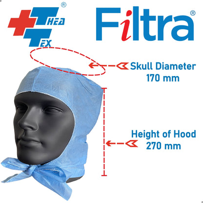 FILTRA® Disposable Surgeon's Hood | SMS Dark Blue | Box of 50 Caps