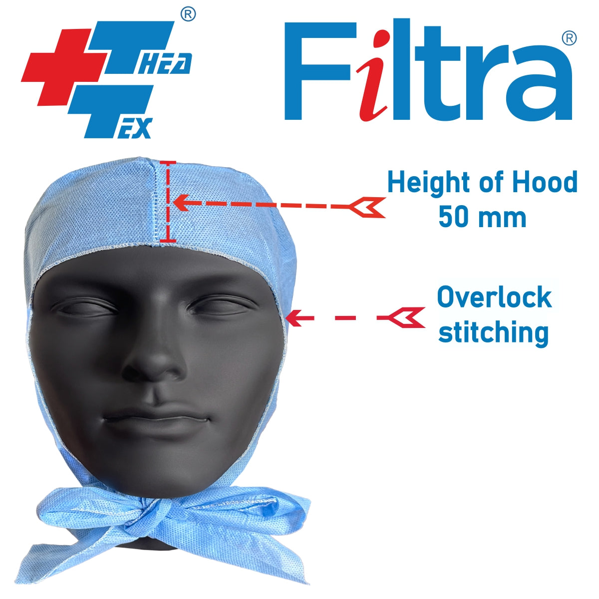 FILTRA® Disposable Surgeon's Hood | SMS Dark Blue | Box of 50 Caps