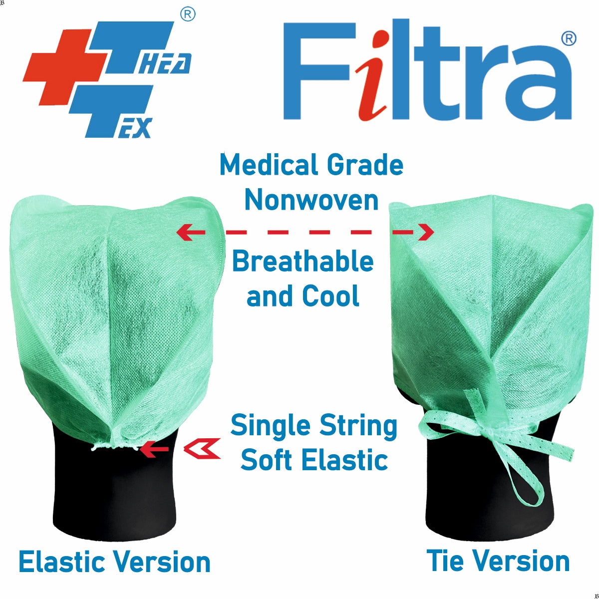 FILTRA® Disposable Surgeon's Cap | Blue | Box of 100 Caps