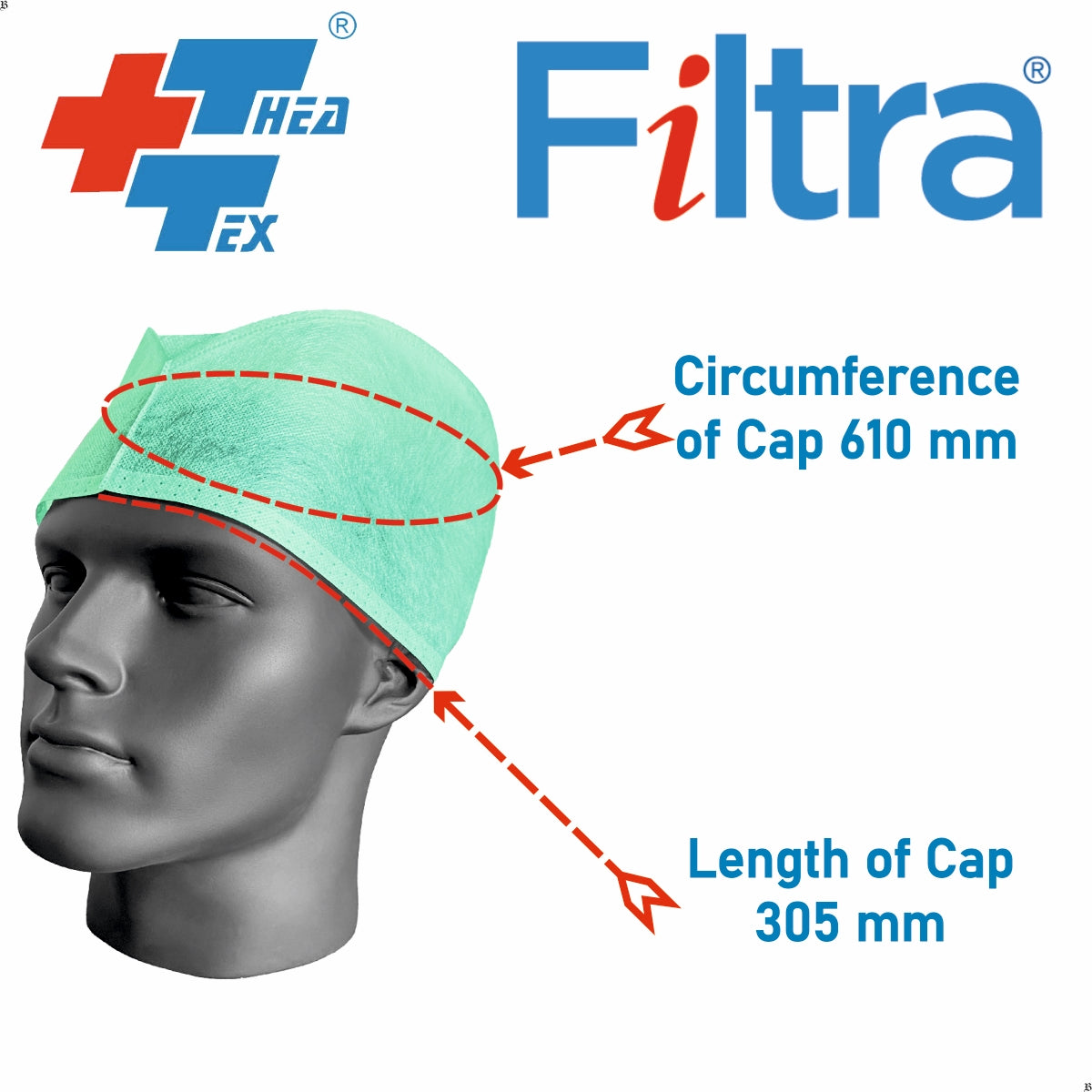 FILTRA® Disposable Surgeon's Cap | White | Box of 100 Caps