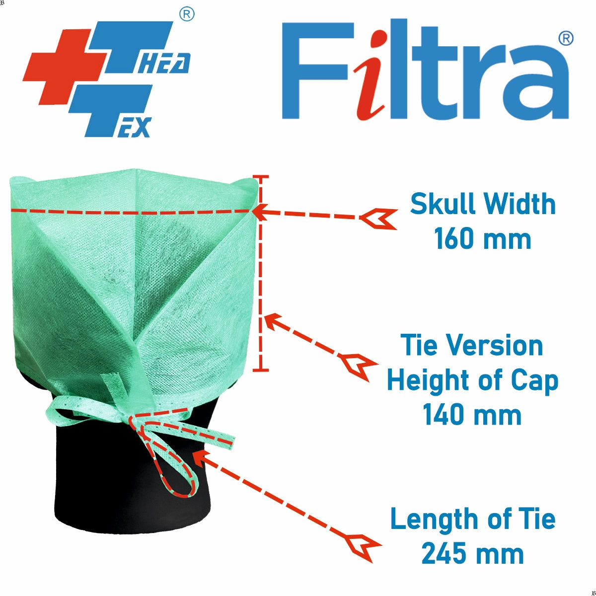 FILTRA® Disposable Surgeon's Cap | White | Box of 100 Caps