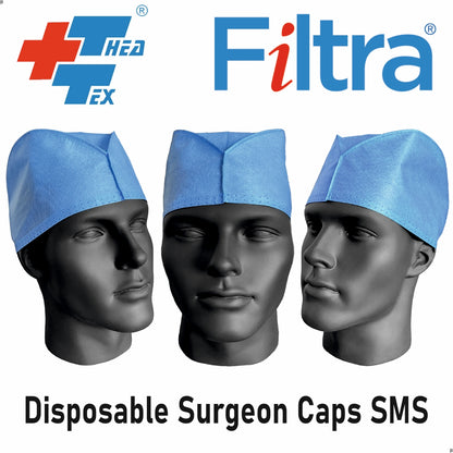 FILTRA® Disposable Surgeon's Cap | SMS Dark Blue | Box of 100 Caps