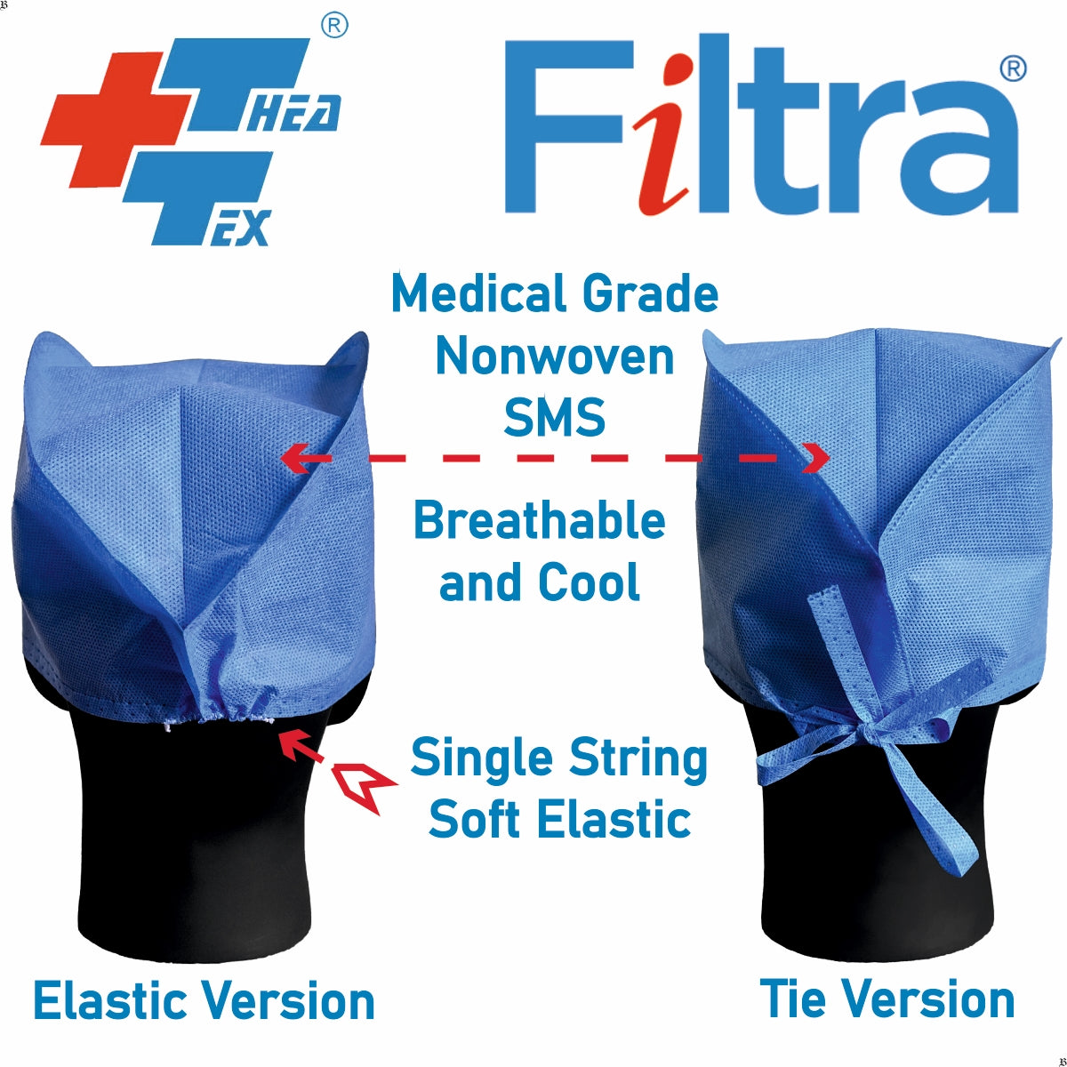 FILTRA® Disposable Surgeon's Cap | SMS Dark Blue | Box of 100 Caps