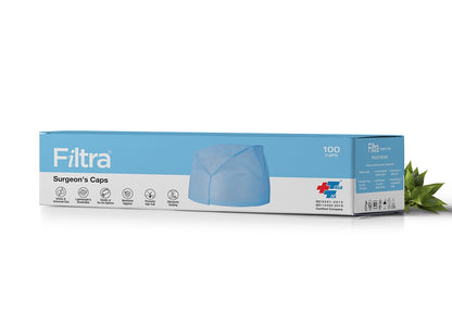 FILTRA® Disposable Surgeon's Cap | Blue | Box of 100 Caps