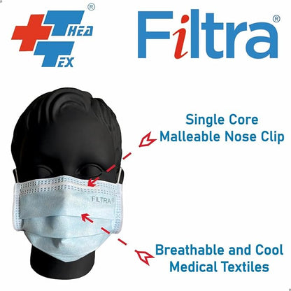 FILTRA® 3-Ply Ear Loop Kids Mask | Blue | Box of 50 Masks