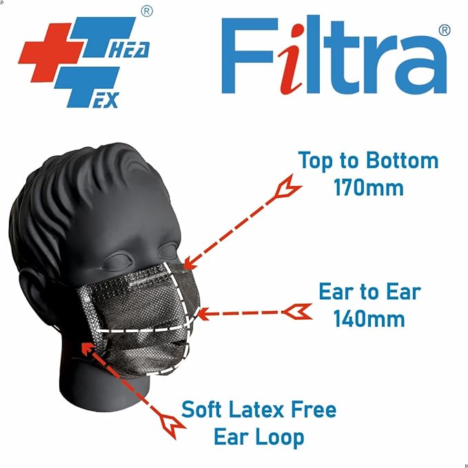 FILTRA® 3-Ply Ear Loop Kids Mask | Black | Box of 50 Masks