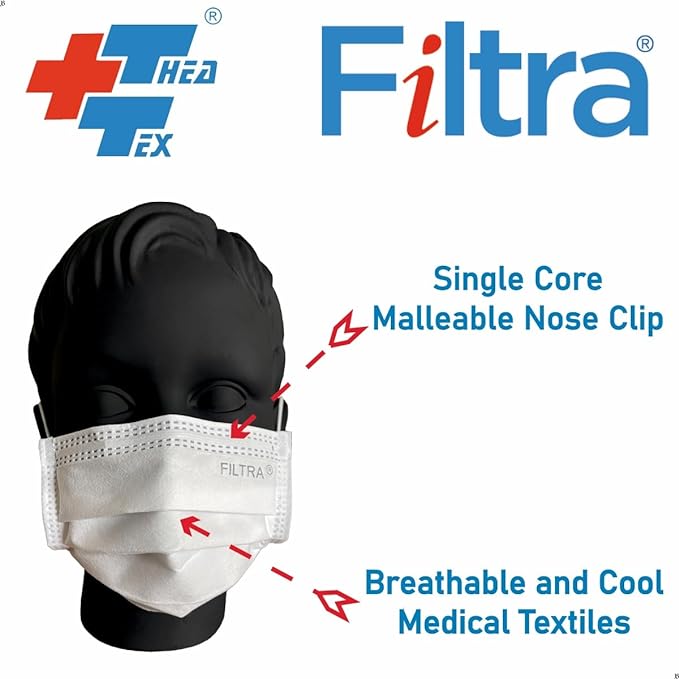 FILTRA® 3-Ply Ear Loop Kids Mask | White | Box of 50 Masks