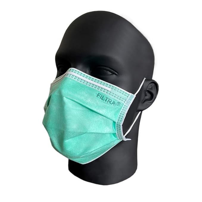 FILTRA® 4-Ply Ear Loop Mask | Green | Box of 50 Masks