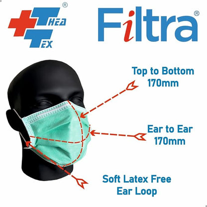 FILTRA® 4-Ply Ear Loop Mask | Green | Box of 50 Masks