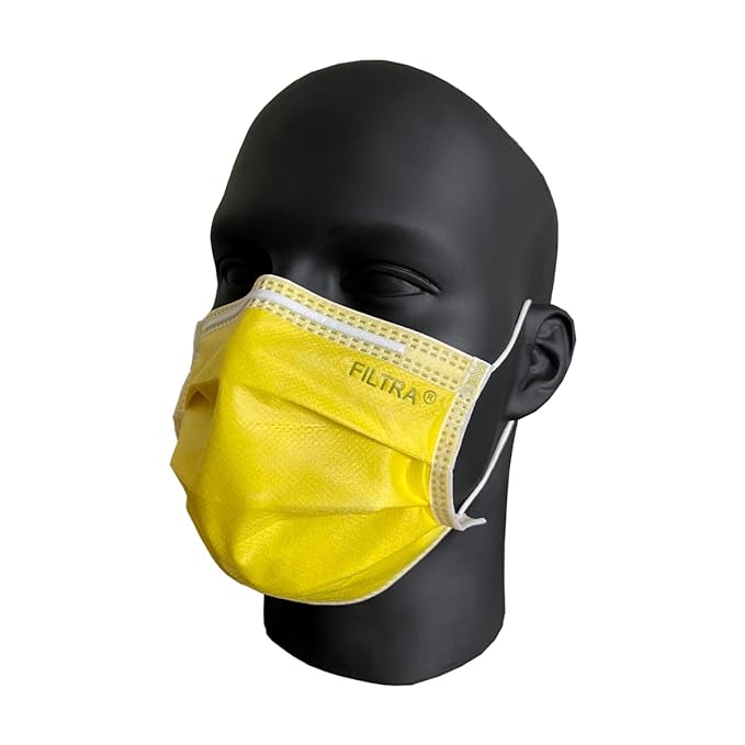 FILTRA® 4-Ply Ear Loop Mask | Yellow | Box of 50 Masks