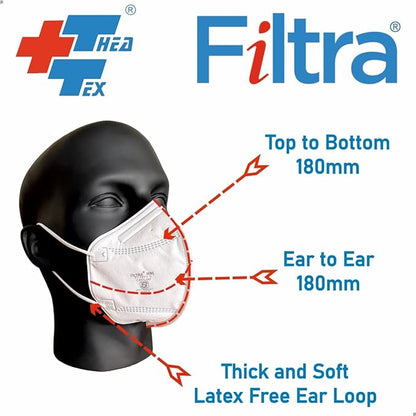 FILTRA® N95 Mask with Ear Loops | White | Box of 25 Masks