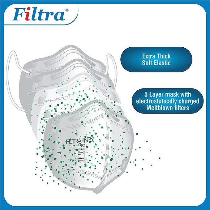 FILTRA® N95 Mask with Ear Loops | White | 10 Single Packs of 1 Mask