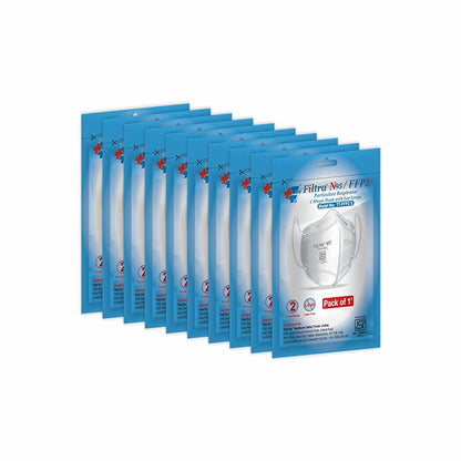 FILTRA® N95 Mask with Ear Loops | White | 10 Single Packs of 1 Mask