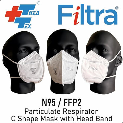 Filtra TT HB FFP2S Mask Front View – Filtra TT-HB FFP2S white mask with headband, offering protective filtration.