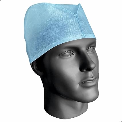 Disposable Surgeon Cap Tie On Blue-Box of 100 Caps