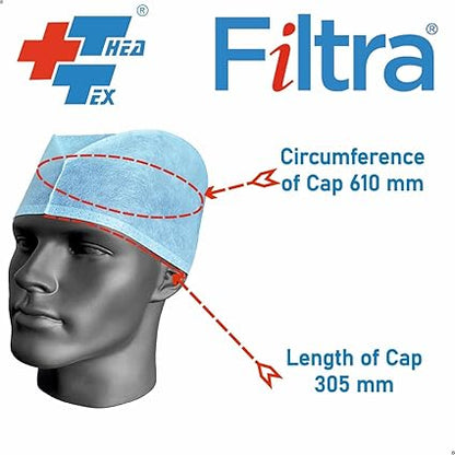 FILTRA® Disposable Surgeon's Cap | Blue | Box of 100 Caps