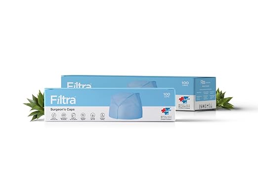 FILTRA® Disposable Surgeon's Cap | Blue | Box of 100 Caps