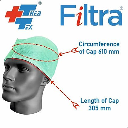 FILTRA® Disposable Surgeon's Cap | Green | Box of 100 Caps