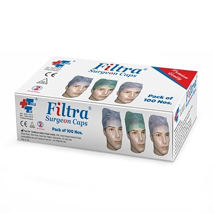 FILTRA® Disposable Surgeon's Cap | Green | Box of 100 Caps