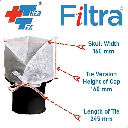 FILTRA® Disposable Surgeon's Cap | White | Box of 100 Caps