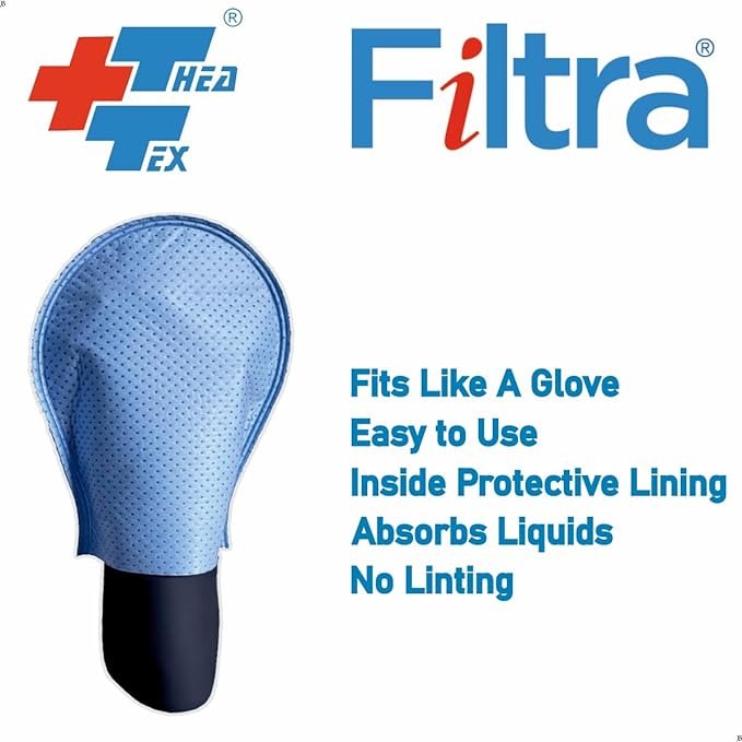 FILTRA® Disposable Absorbent Wash Glove, Cleaning Glove, Cleaning Mitt | Oval Glove | Blue |Pack of 50 Gloves