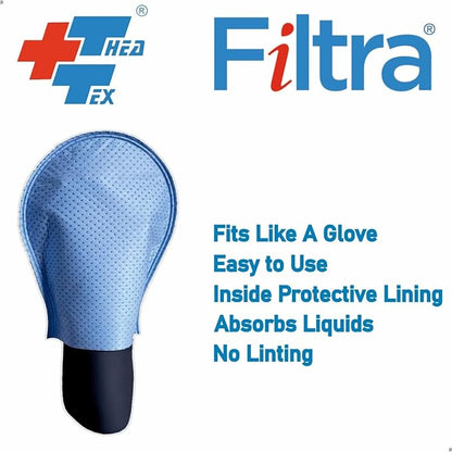 FILTRA® Disposable Absorbent Wash Glove, Cleaning Glove, Cleaning Mitt | Oval Glove | Blue |Pack of 50 Gloves