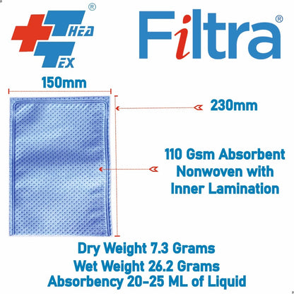 FILTRA® Disposable Absorbent Wash Glove, Cleaning Glove, Cleaning Mitt | Rectangle Glove | Blue | Pack of 50 Gloves