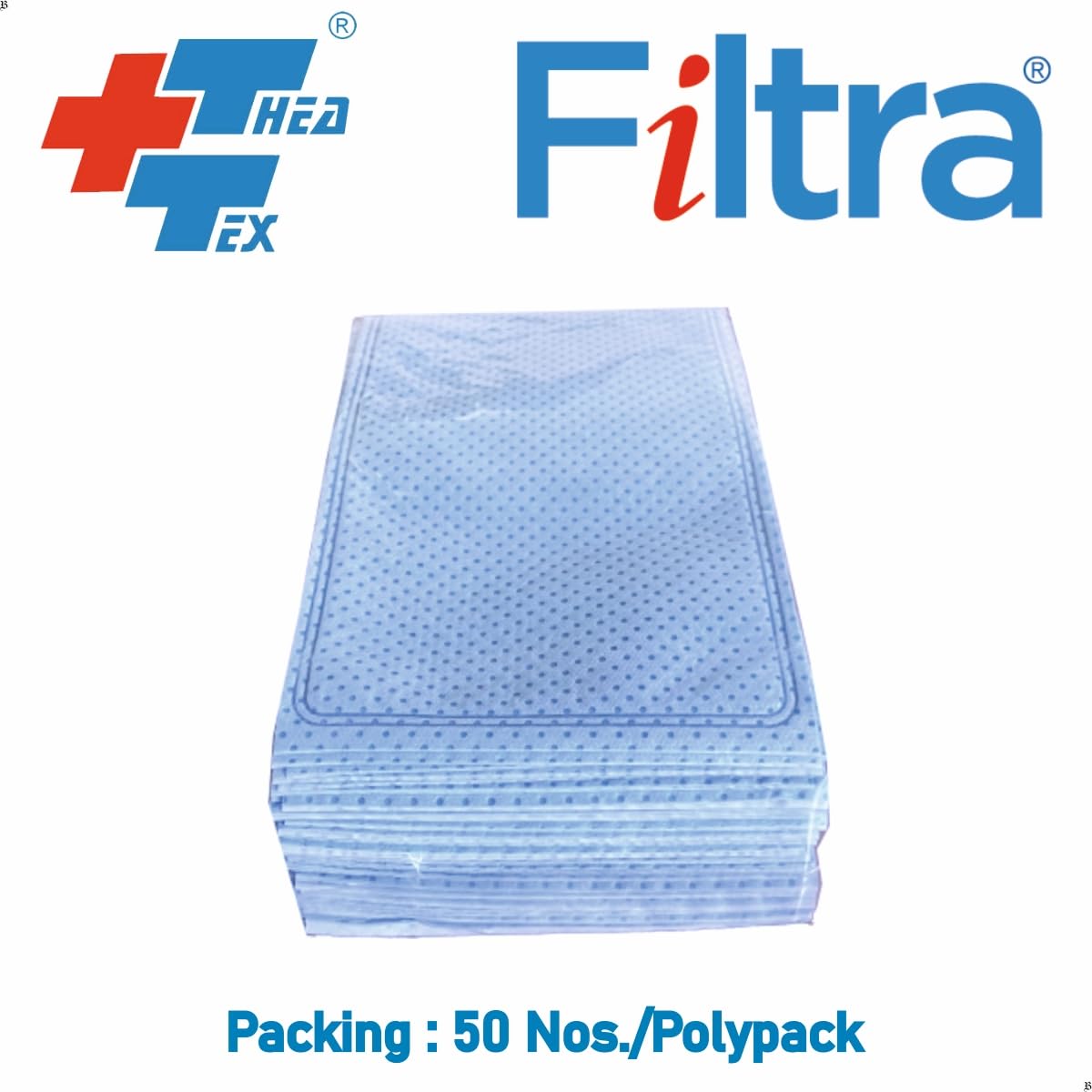 FILTRA® Disposable Absorbent Wash Glove, Cleaning Glove, Cleaning Mitt | Rectangle Glove | Blue | Pack of 50 Gloves