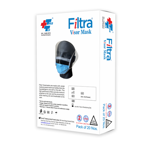 Blue 4-Ply Tie On Visor Mask Box of 20 Masks