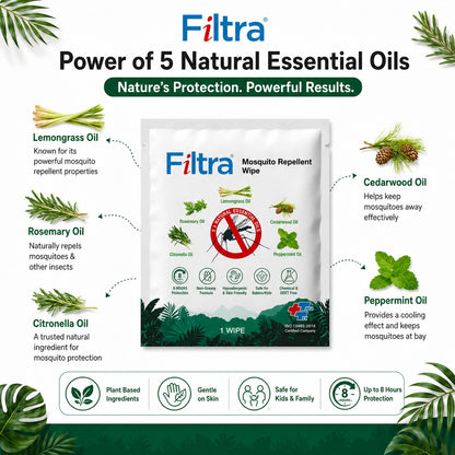 Mosquito Repellent Wipes - Box of 20 Single Sachets