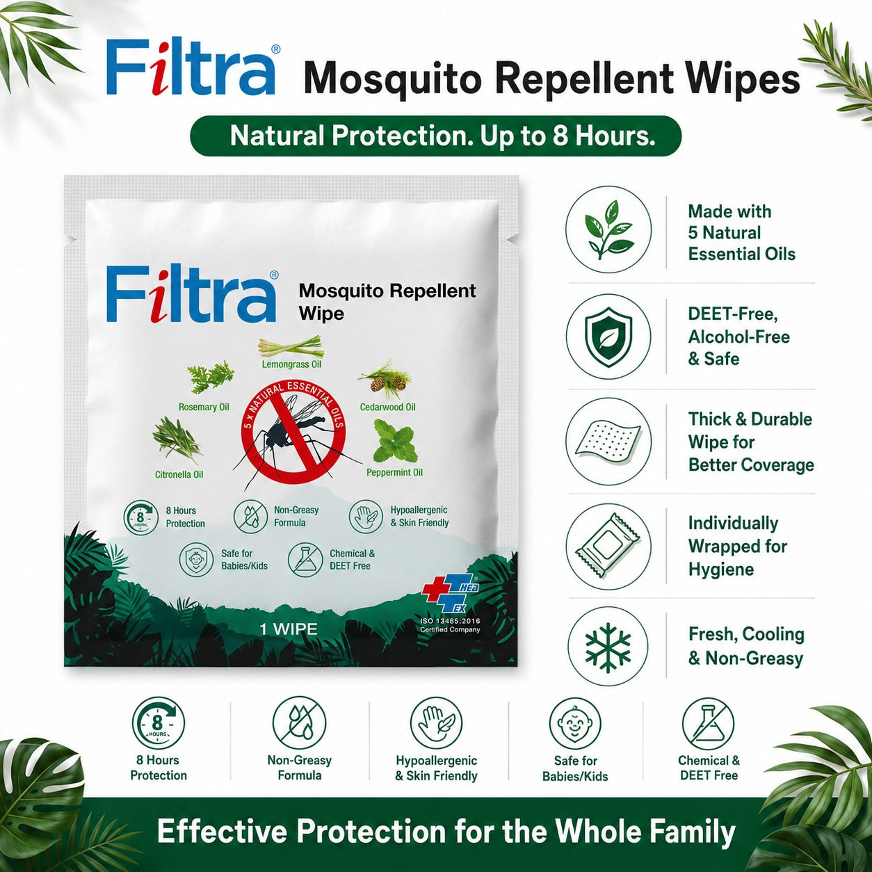 Mosquito Repellent Wipes - Box of 20 Single Sachets