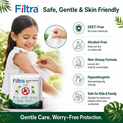 Mosquito Repellent Wipes - Box of 20 Single Sachets