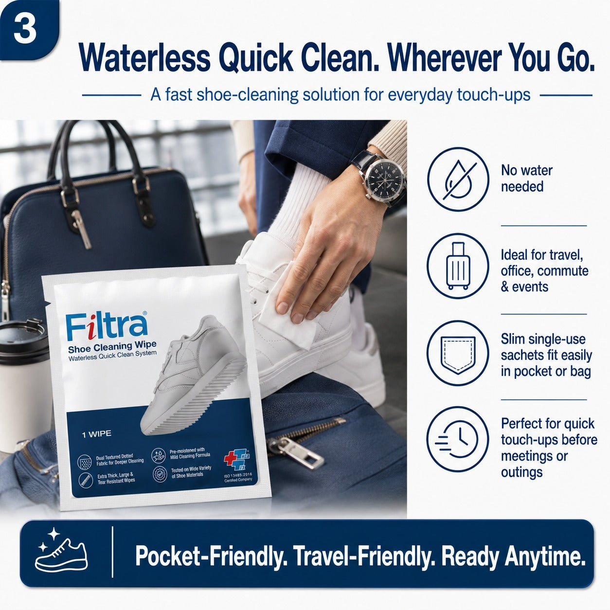 Shoe Cleaning Wipes - Box of 20 Single Sachets