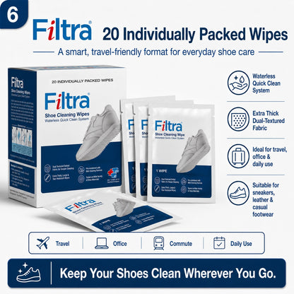 Shoe Cleaning Wipes - Box of 20 Single Sachets