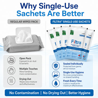 Flushable Personal Hygiene Wipes-Box of 30 Single Sachets