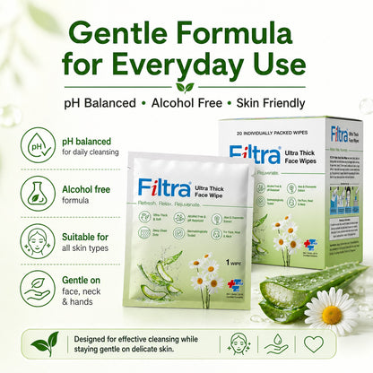 Ultra Thick Face Wipes-Box of 20 Single Sachets