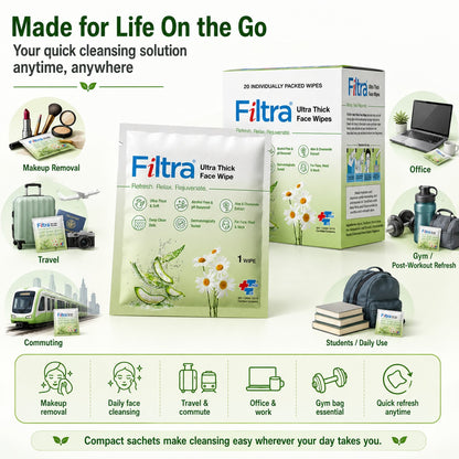 Ultra Thick Face Wipes-Box of 20 Single Sachets