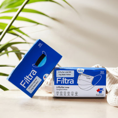 Blue 4-Ply Ear Loop Anti Fog Mask Box of 50 Masks