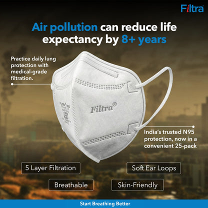 White N95 Mask with Ear Loops Zip Lock Pouch of 10 Masks (10 count Pack of 3)