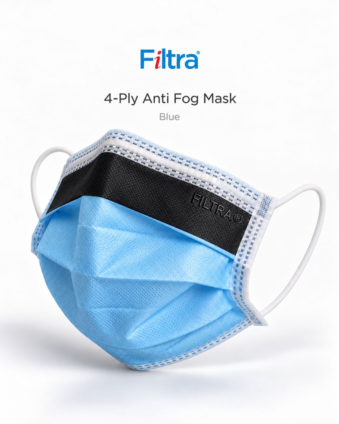 Blue 4-Ply Ear Loop Anti Fog Mask Box of 50 Masks