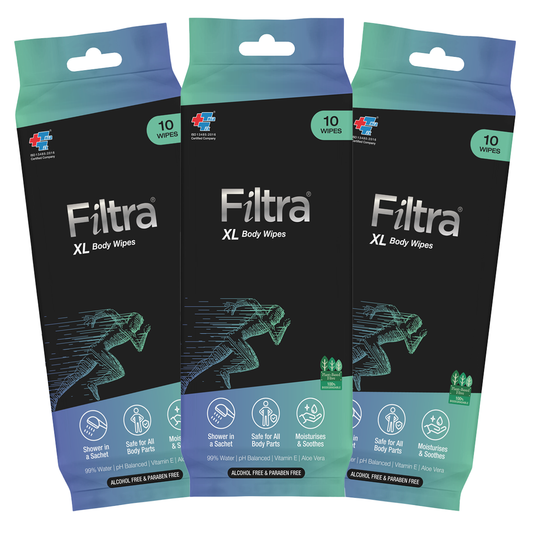 XL Body Wipes-Single Pack Sachets 10 (Pack of 3 Pouch)