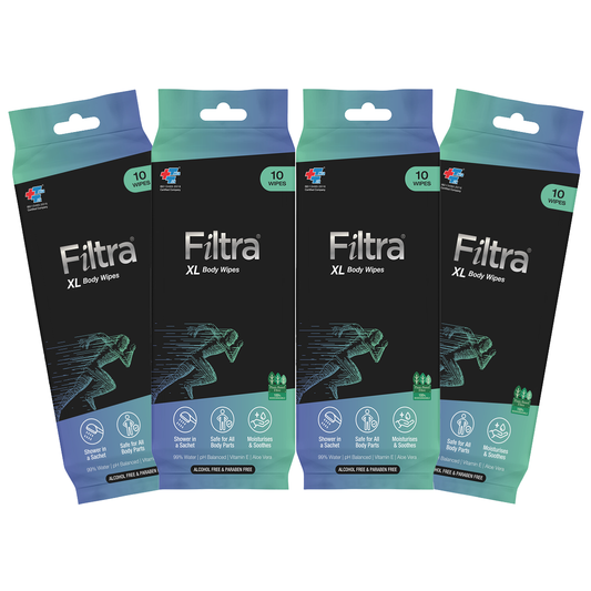 XL Body Wipes-Single Pack Sachets 10 (Pack of 4 Pouch)