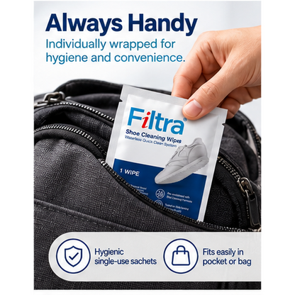 Shoe Cleaning Wipes - Box of 20 Single Sachets