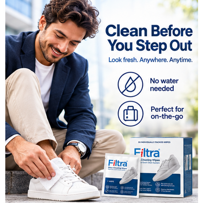 Shoe Cleaning Wipes - Box of 20 Single Sachets