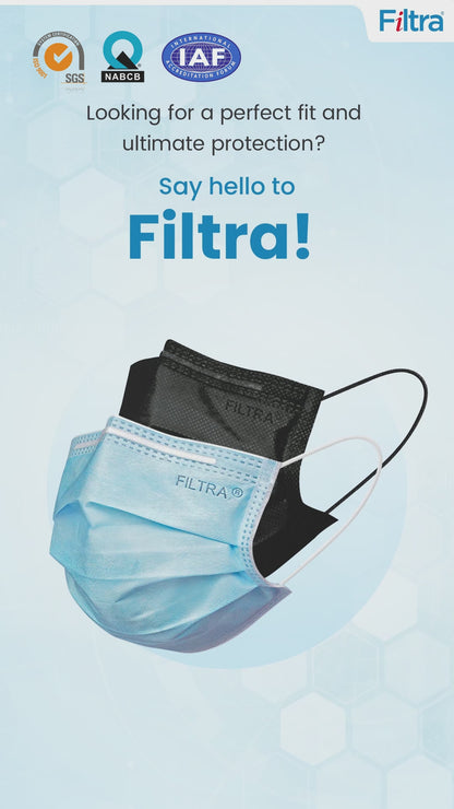 Black 3-Ply Ear Loop Surgical Mask Pouch of 20 Masks